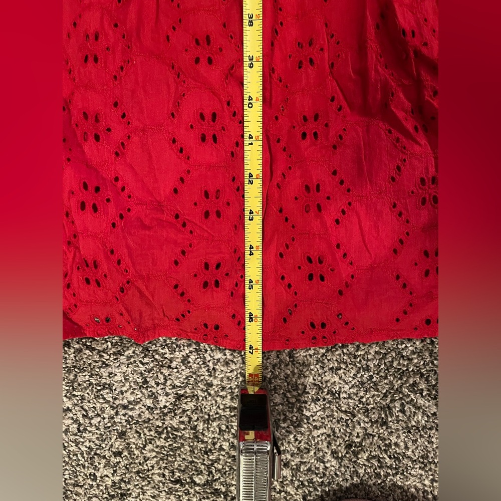 Women’s ASOS Cotton Red Maxi Dress Tiered Cami Eyelet Sundress Lined size 4 - Picture 10 of 10